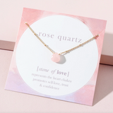 Goldtone & Pink Rose Quartz Pendant Necklace