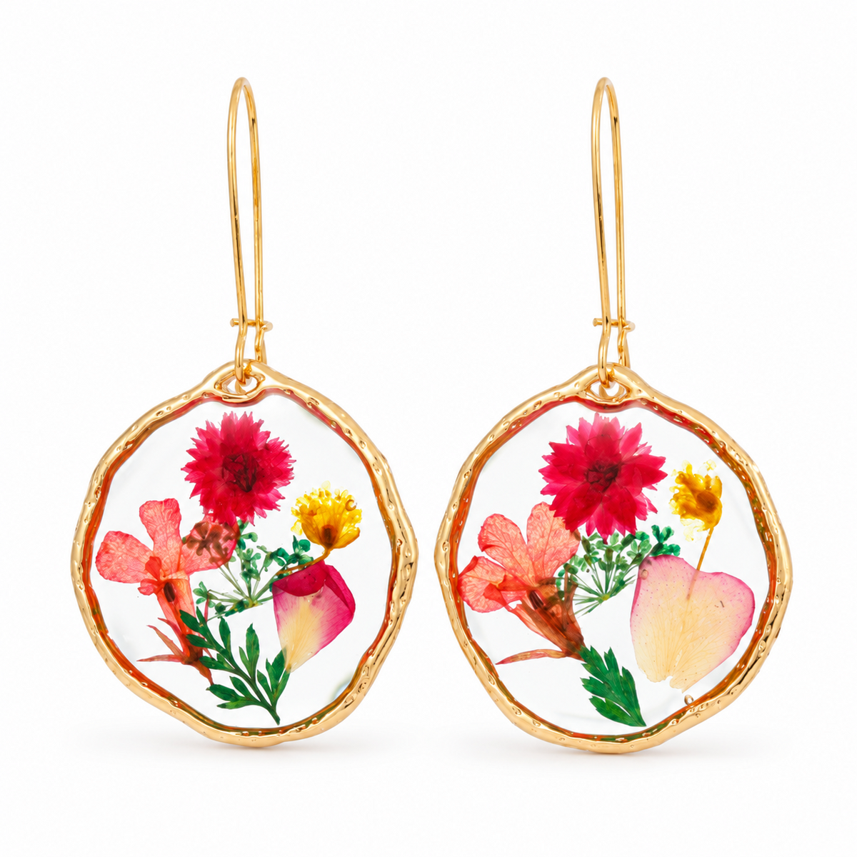 Goldtone Transparent Floral Drop Earrings — alternate view, SKU 11623-62