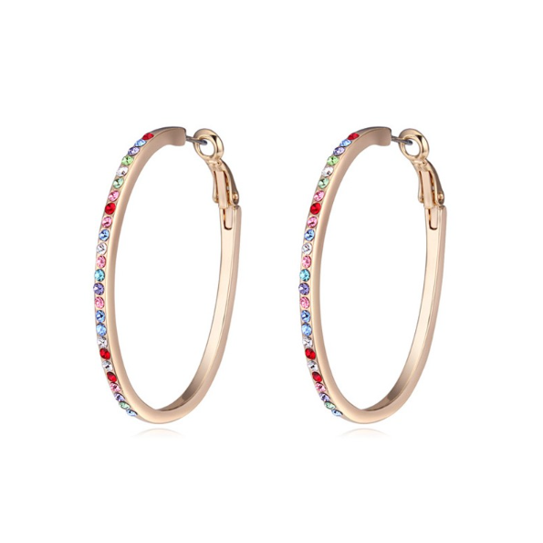 Goldtone Crystal Pave Hoop Earrings