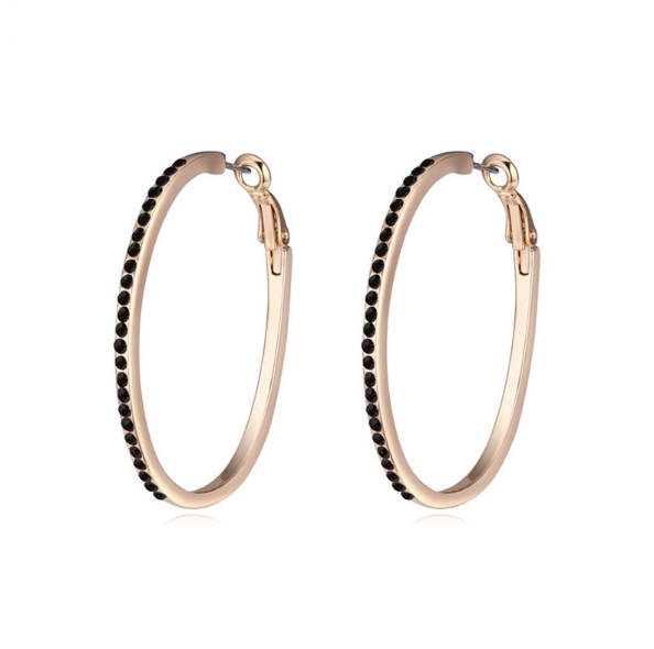 Goldtone Crystal Pave Hoop Earrings