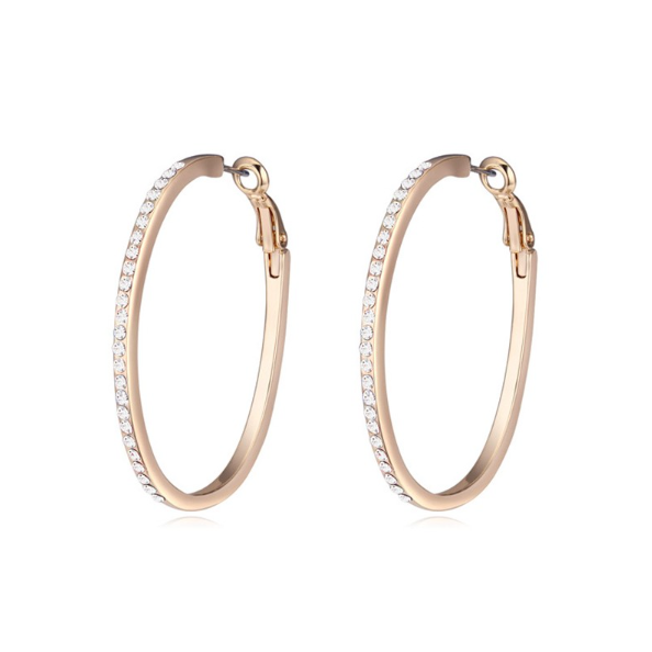 Goldtone Crystal Pave Hoop Earrings