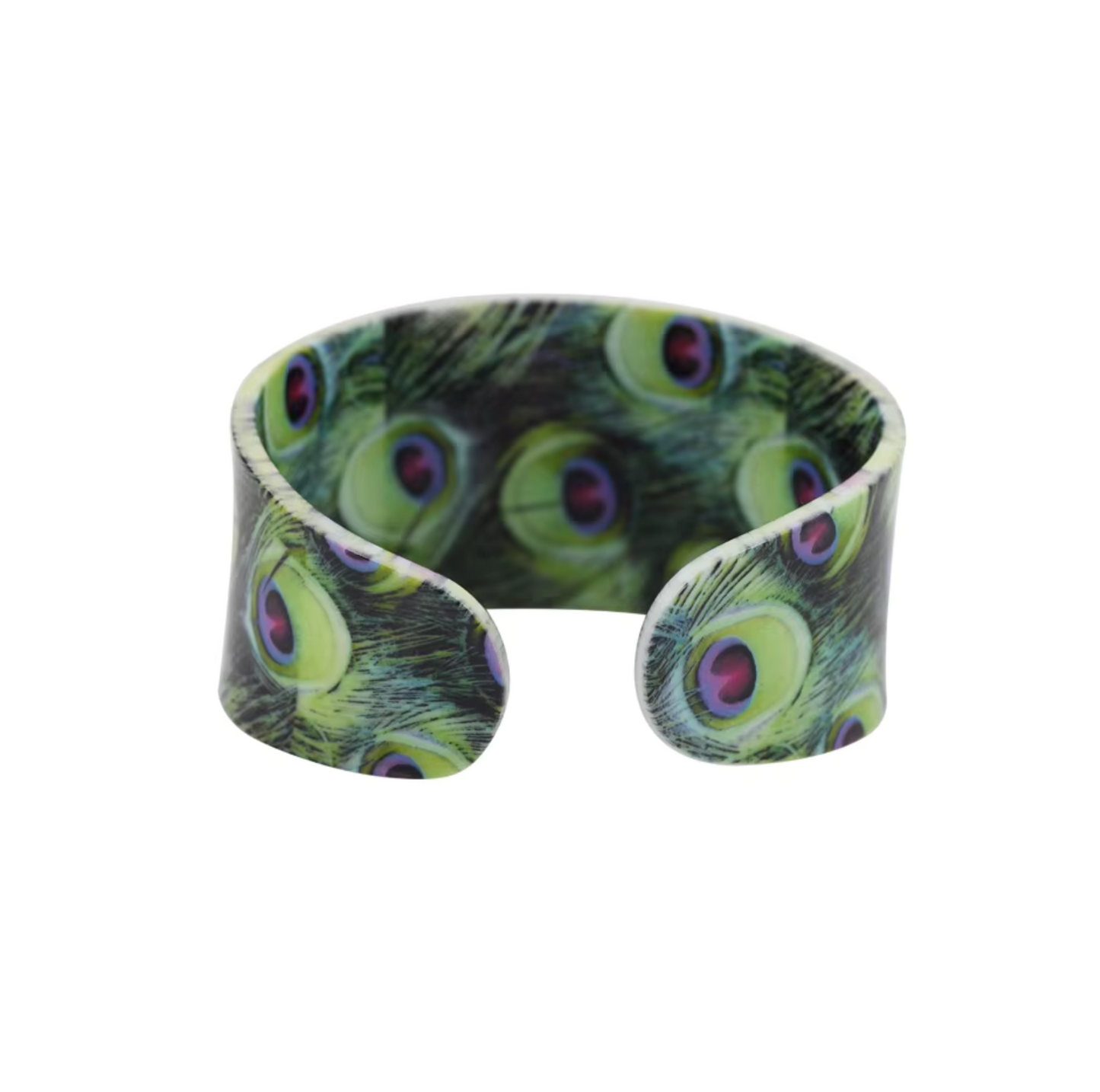 Green Peacock Feather Cuff Bracelet