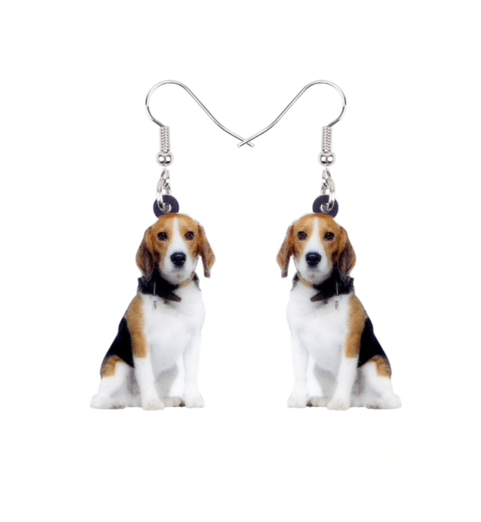 Beagle Dog Drop Earrings