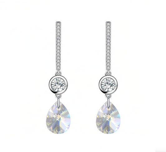 Aurora Borealis Swarovski Crystal Teardrop Drop Earrings