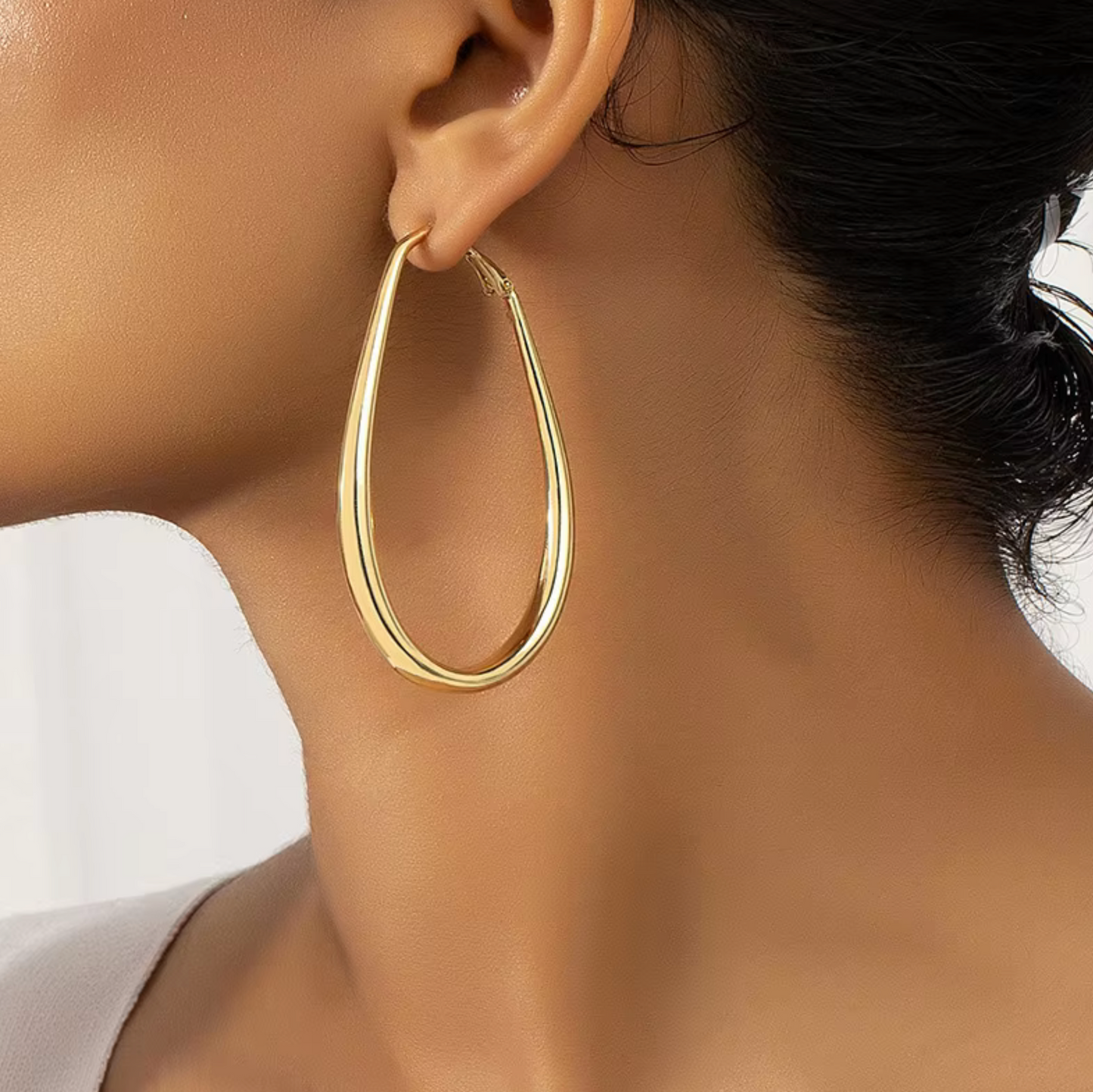 Goldtone Oval Hoop Earrings