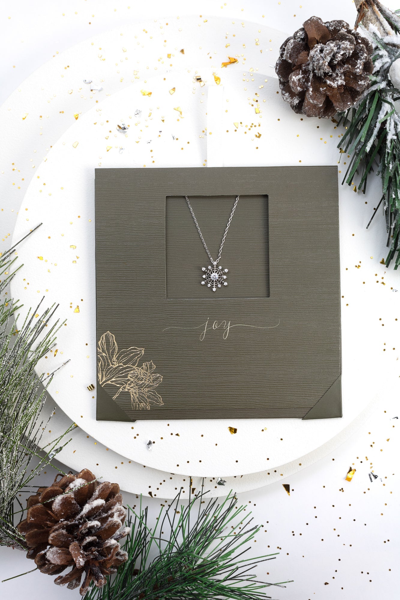 Silvertone Pendant Necklace With Swarovski Crystals On Card