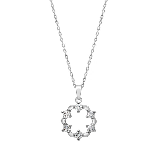 Wreath necklace with sparkling CZ pendant, stainless steel chain, gift-ready design by callura