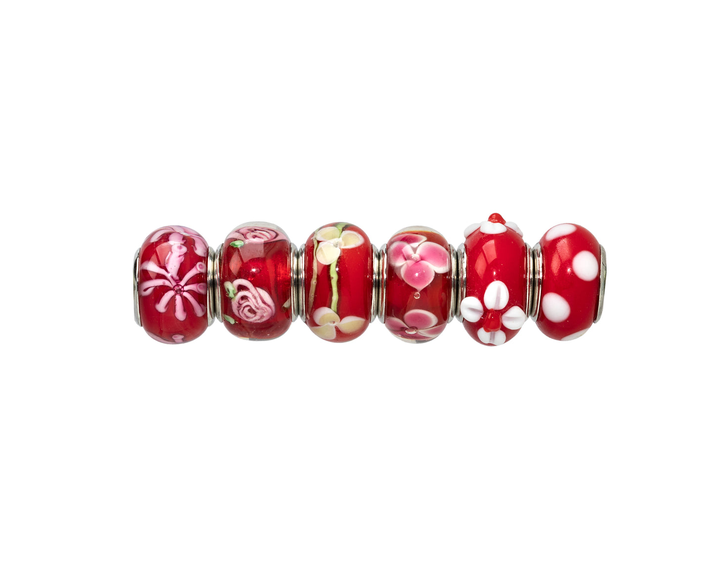 Lampwork Glass Bracelet Charm Set - Set of 6