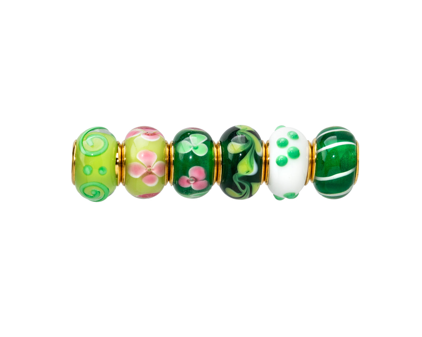 Lampwork Glass Bracelet Charm Set - Set of 6