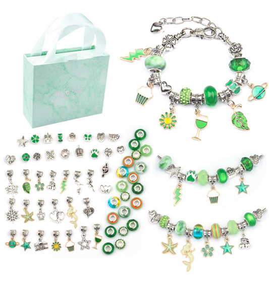 60-Piece Charm Bracelet Making Kit – Jewelry Beads, Snake Chains, DIY Craft Set