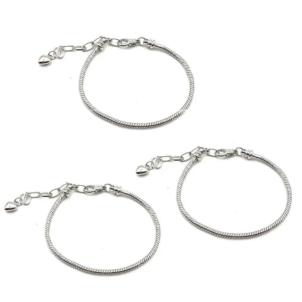 Silvertone Charm Bracelet Set
