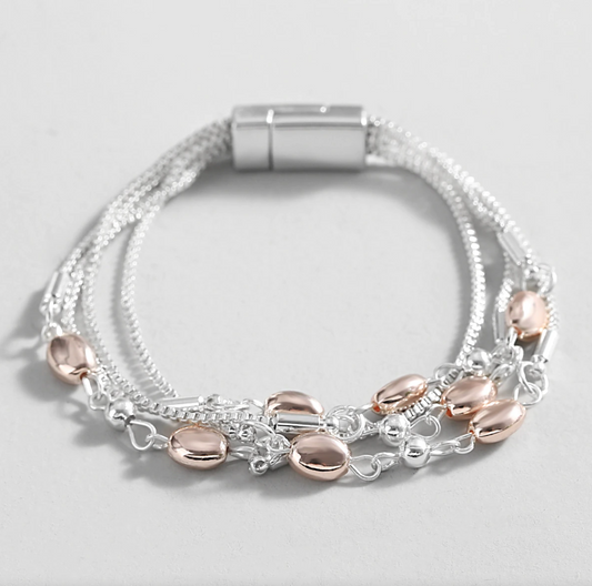 Silvertone & Rose Goldtone Multi-Strand Bracelet