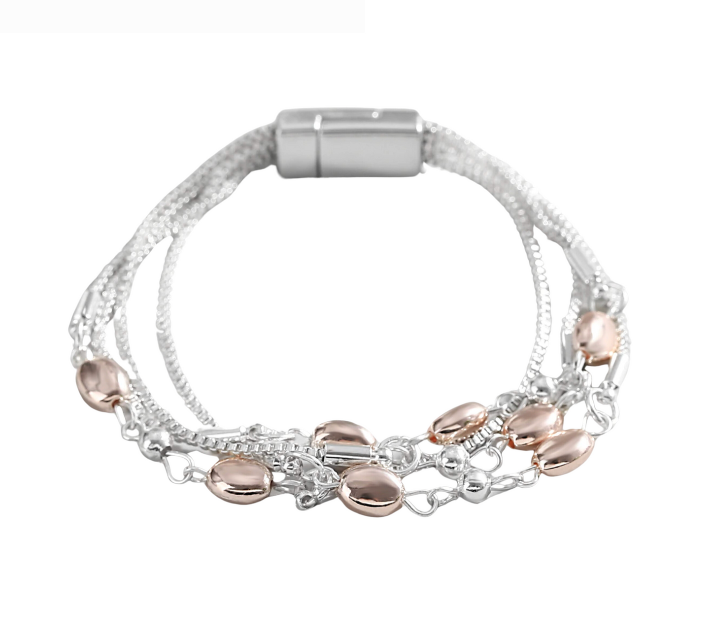 Silvertone & Rose Goldtone Multi-Strand Bracelet