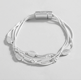 Silver Multi Strand Leaf Bracelet