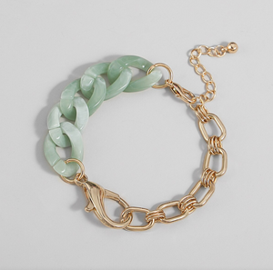 Two Chain Fashion Bracelet In Mint Green