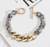 Goldtone & Grey Chunky Chain Link Bracelet