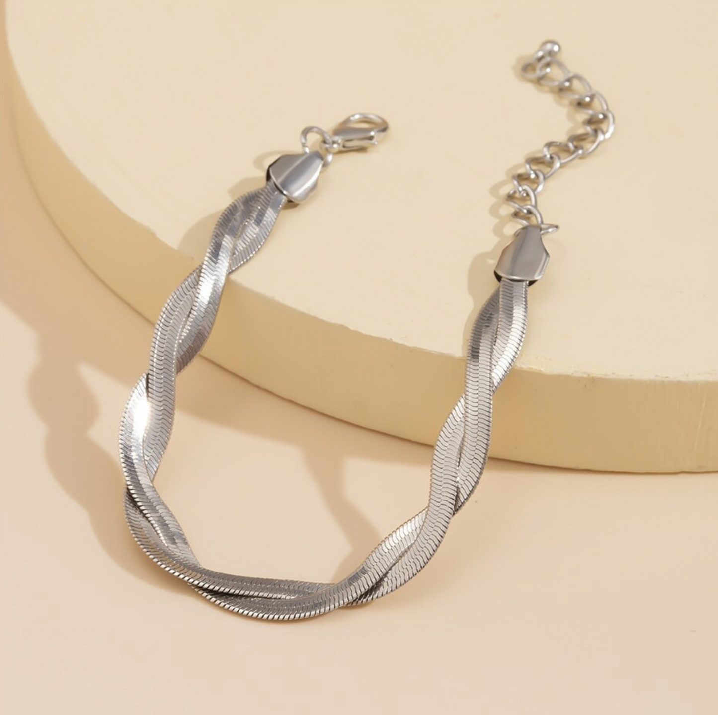 Silvertone Braided Minimalist Bracelet