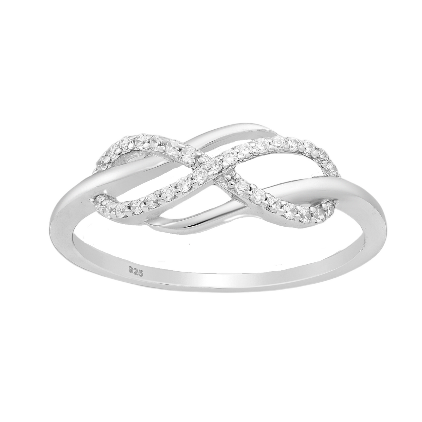 Cubic Zirconia & Sterling Silver Knotted Infinity Ring