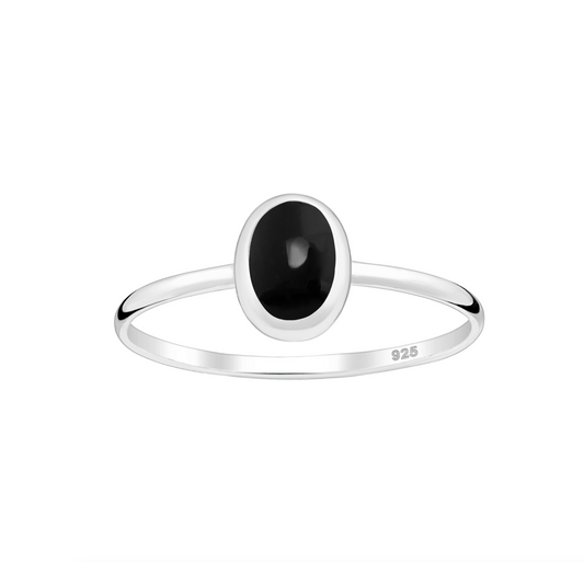 Black Sterling Silver Oval Ring