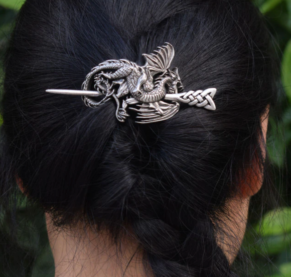 Silvertone Celtic Dragon Hairpin