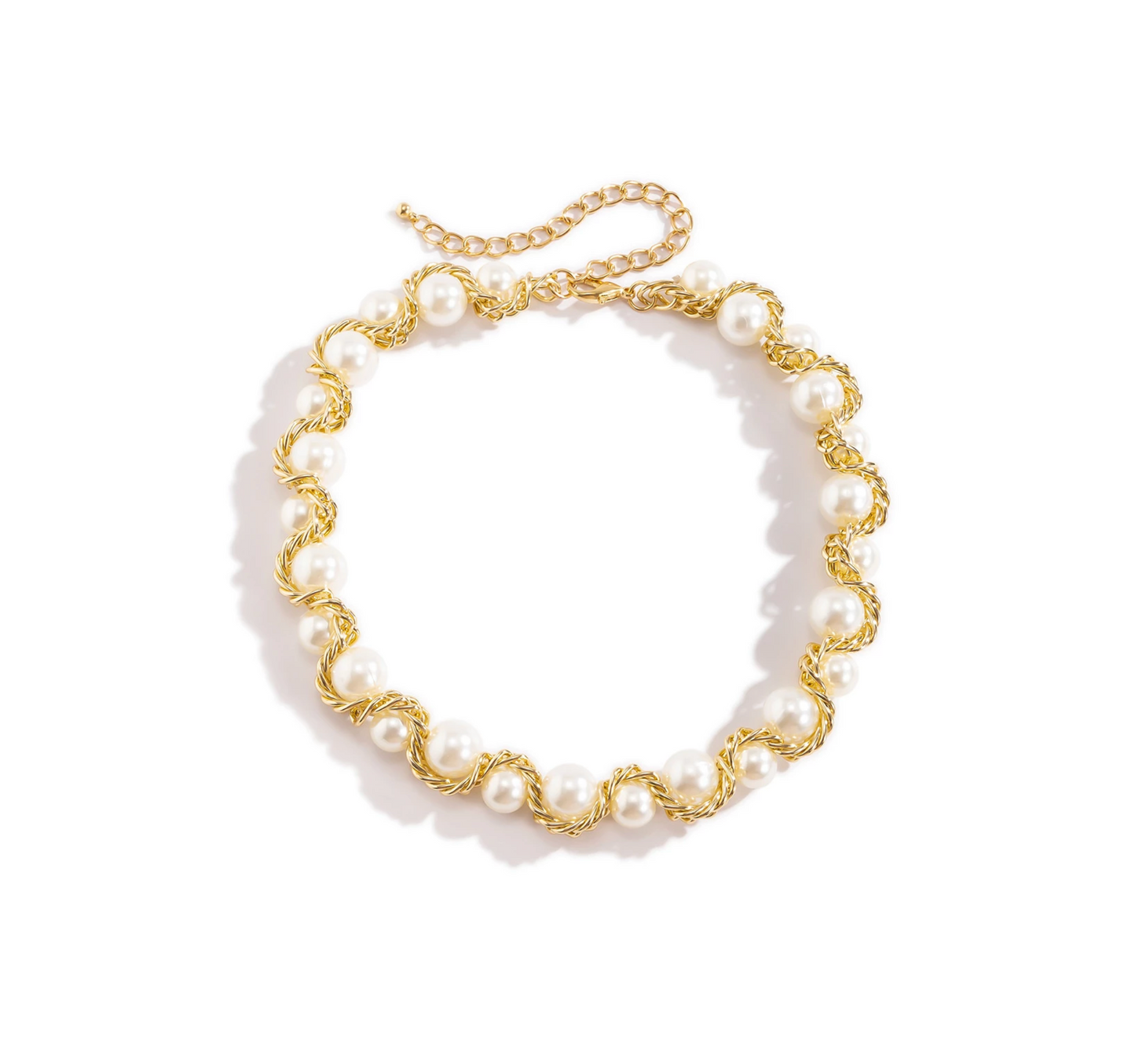 Goldtone & Imitation Pearl Intertwined Choker Necklace