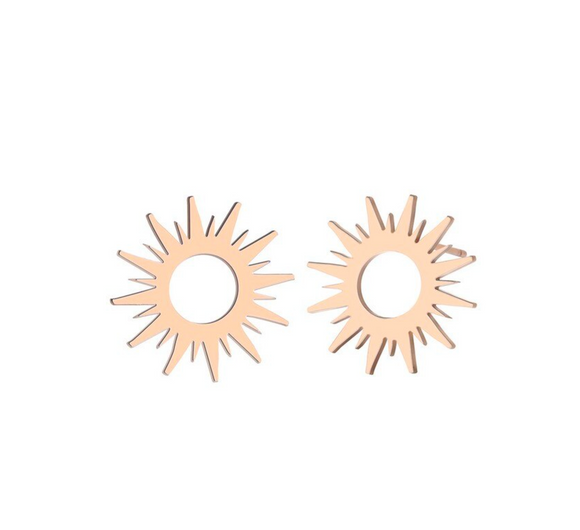 Rose Goldtone Open Sun Stud Earrings