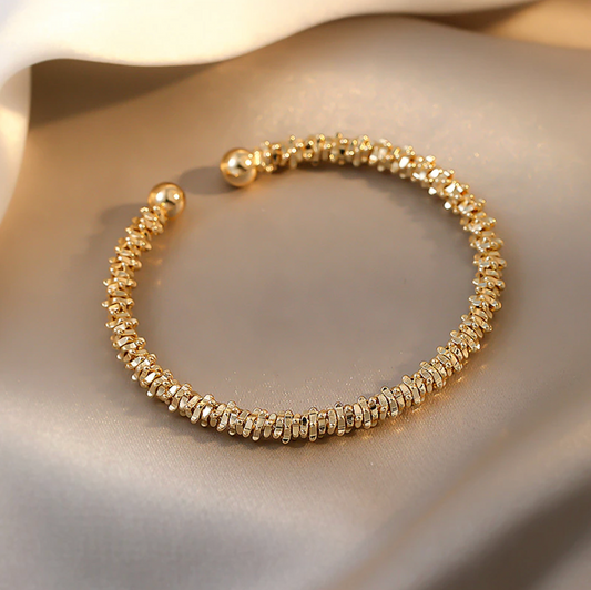 Goldtone Rope Disk Bangle Bracelet