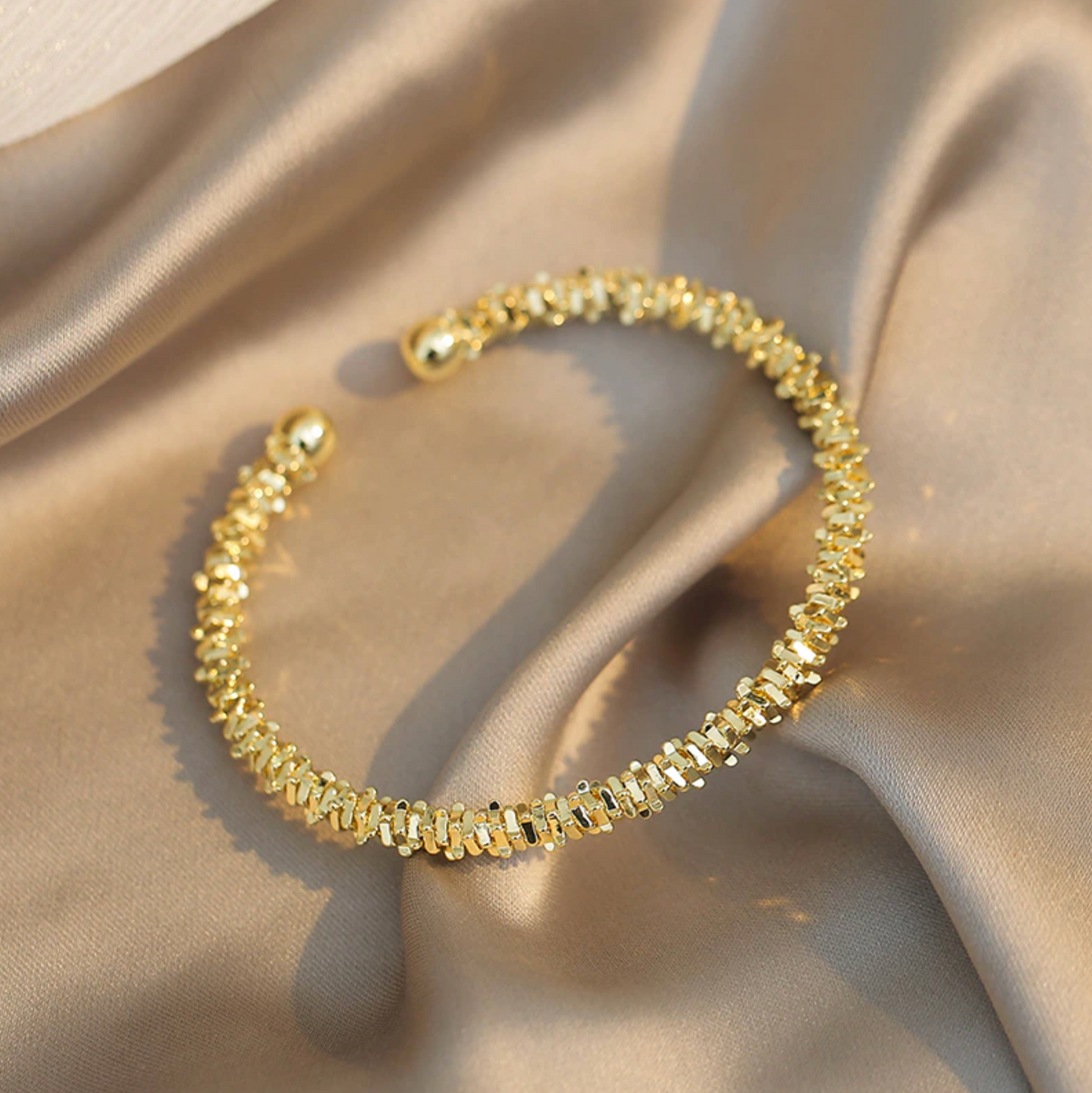 Goldtone Rope Disk Bangle Bracelet