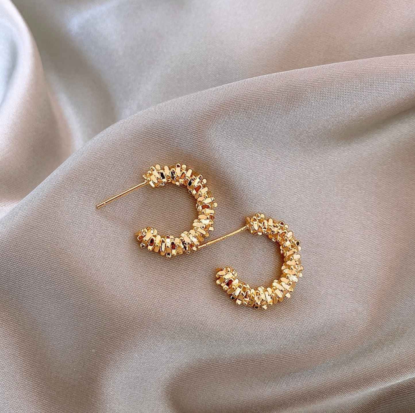 Goldtone Rope Disk Hoop Earrings