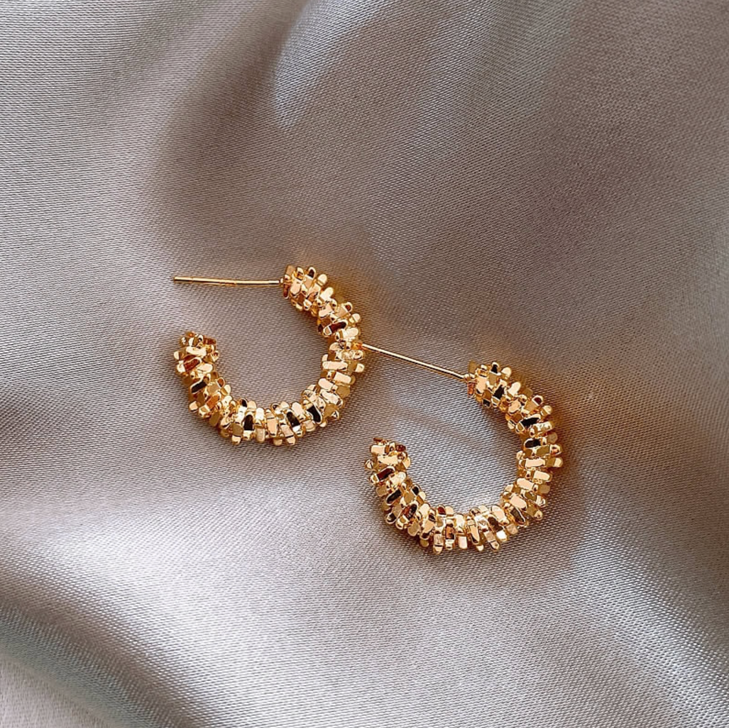 Goldtone Rope Disk Hoop Earrings