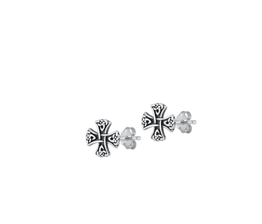 Sterling Silver Celtic Cross Stud Earrings