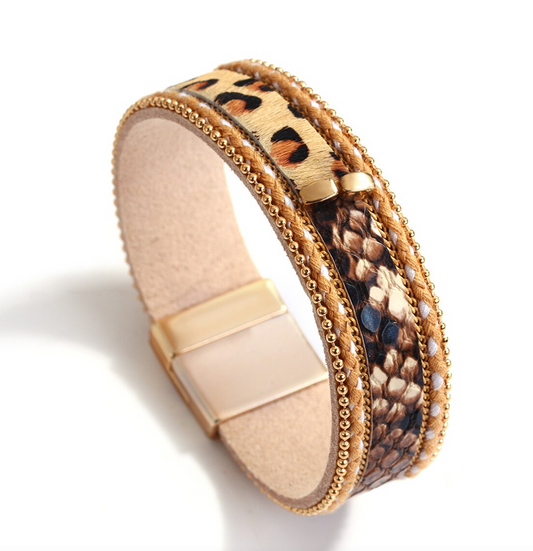 Cheetah Print & Snakeskin Cuff Bracelet