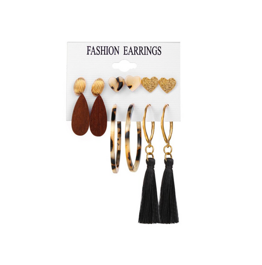 Goldtone & Faux Tortoise Shell Stud And Drop Earring Set