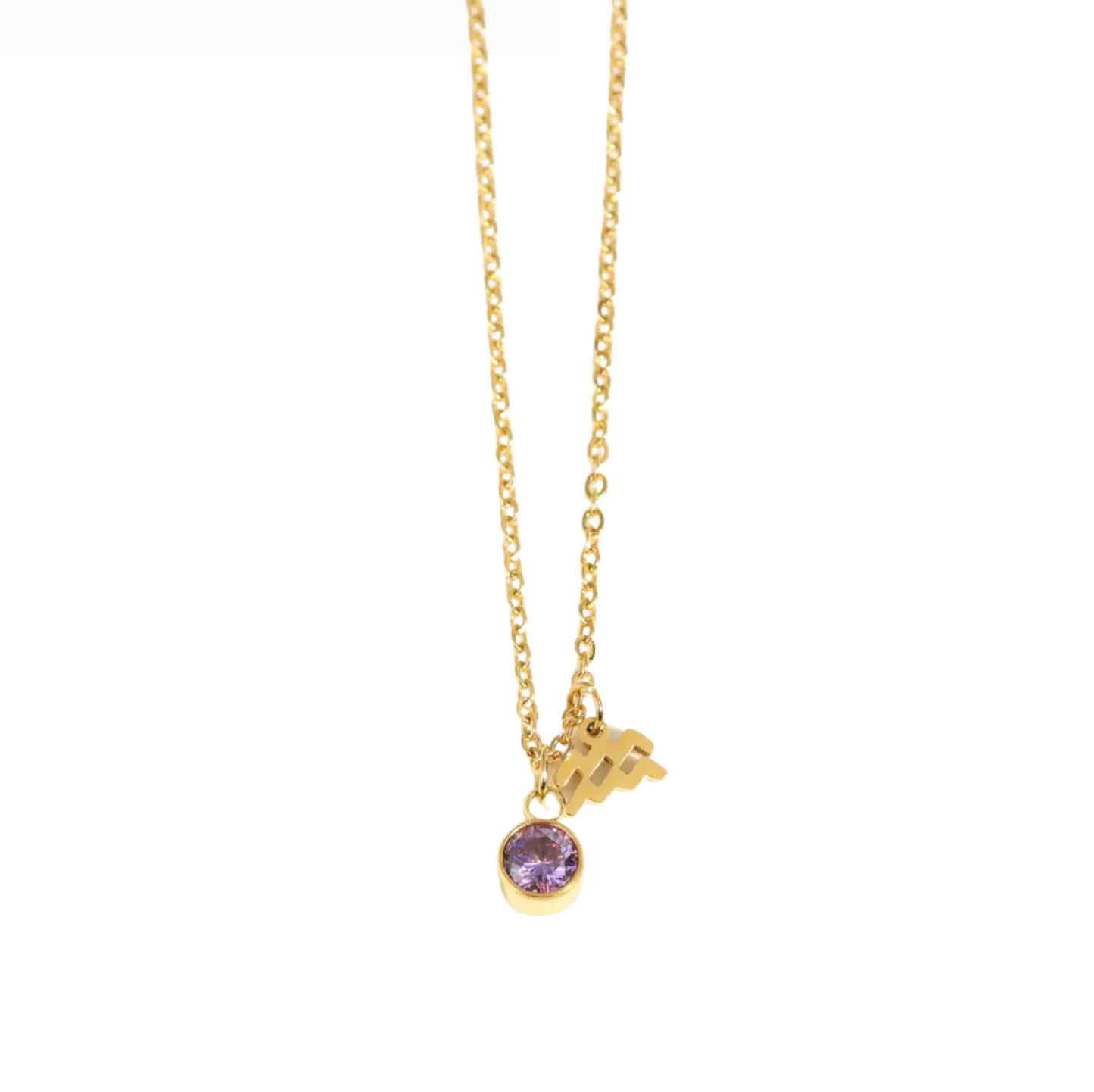 Birthstone & Zodiac Charm Pendant Necklace