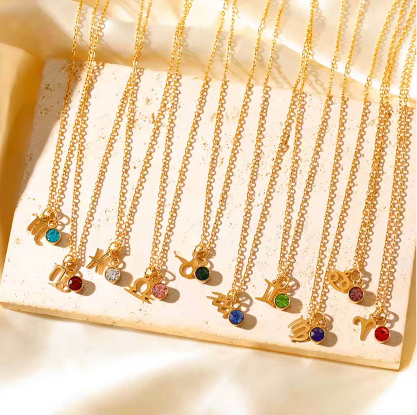 Birthstone & Zodiac Charm Pendant Necklace