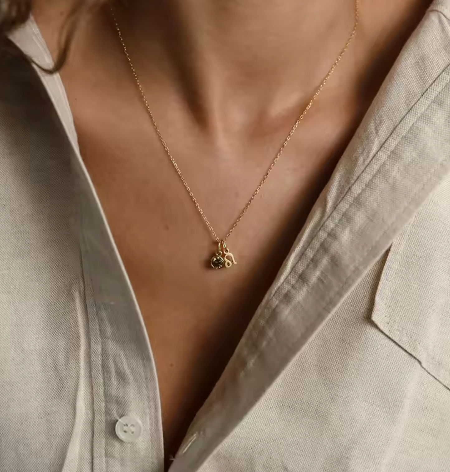 Birthstone & Zodiac Charm Pendant Necklace