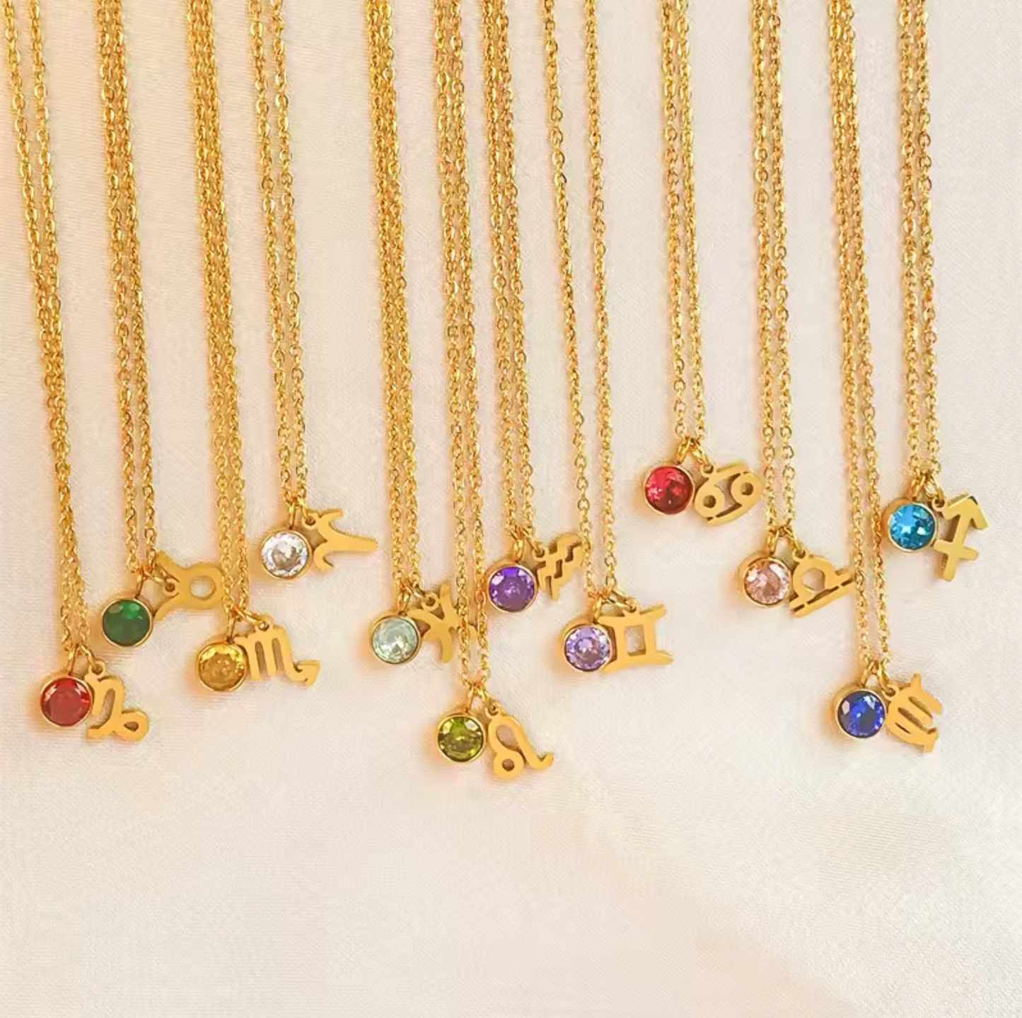 Birthstone & Zodiac Charm Pendant Necklace