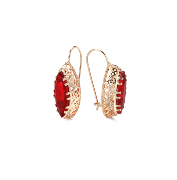 Red Clover Marquis Crystal Drop Earrings