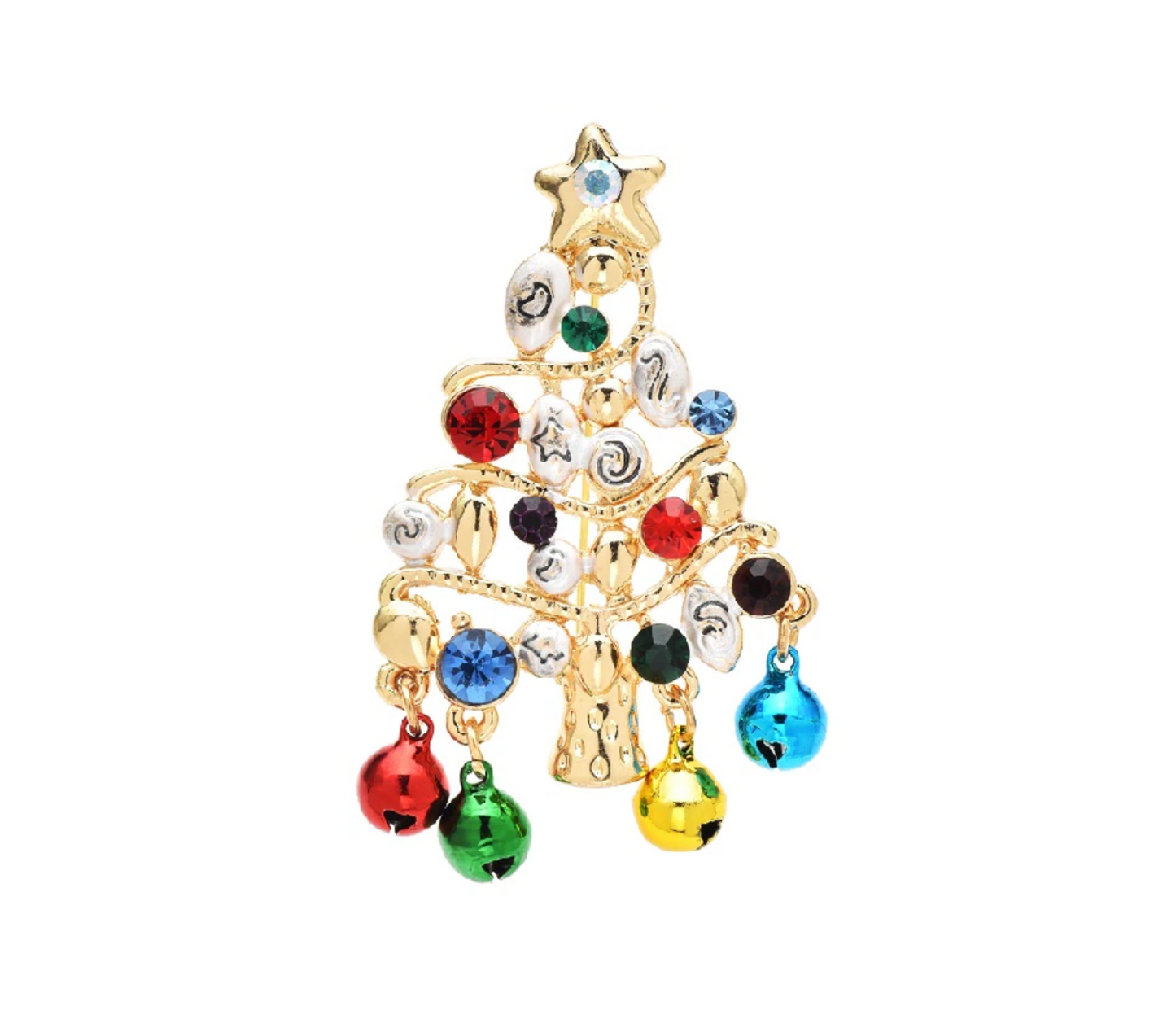 Goldtone & Multi Colored Christmas Tree With Ornaments