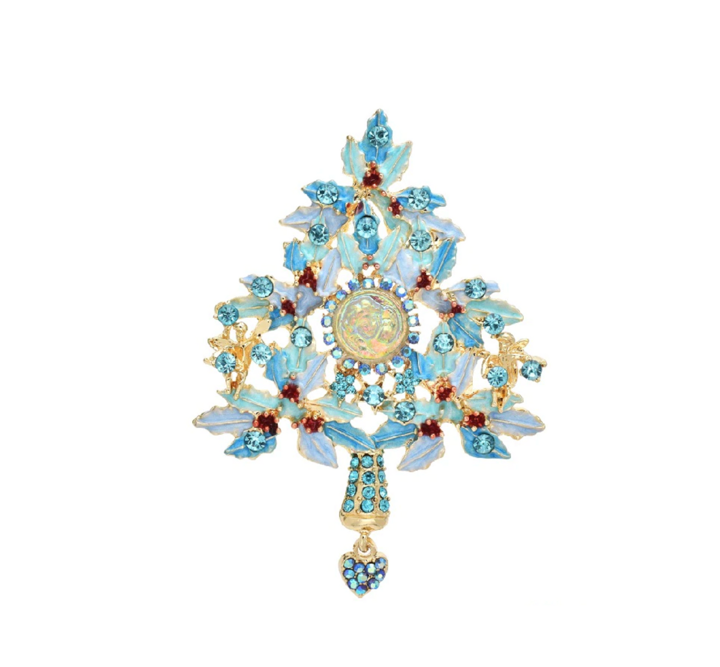 Blue Crystal Christmas Tree Brooch