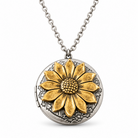 Two-tone Sunflower Locket Pendant Necklace — alternate view, SKU 120222-48