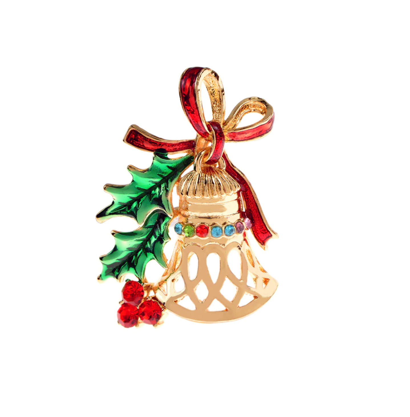 Goldtone Christmas Bell Brooch