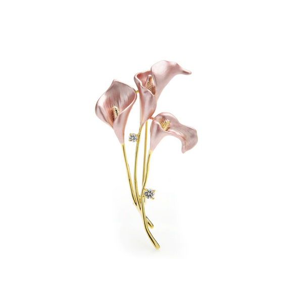 Goldtone & Metallic Pink Calla Lily Brooch