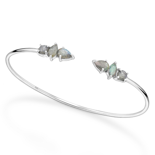 Sterling Silver Labradorite Geometric Cuff Bracelet