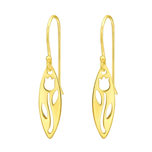 Gold Plated Sterling Silver Tulip Marquis Earrings