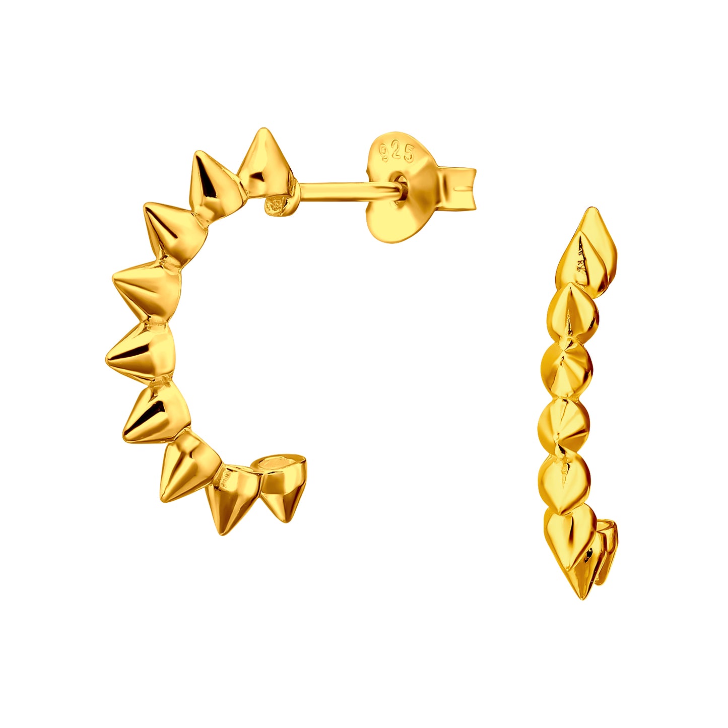 Gold Plated Sterling Silver Spiked Hoop Earrings