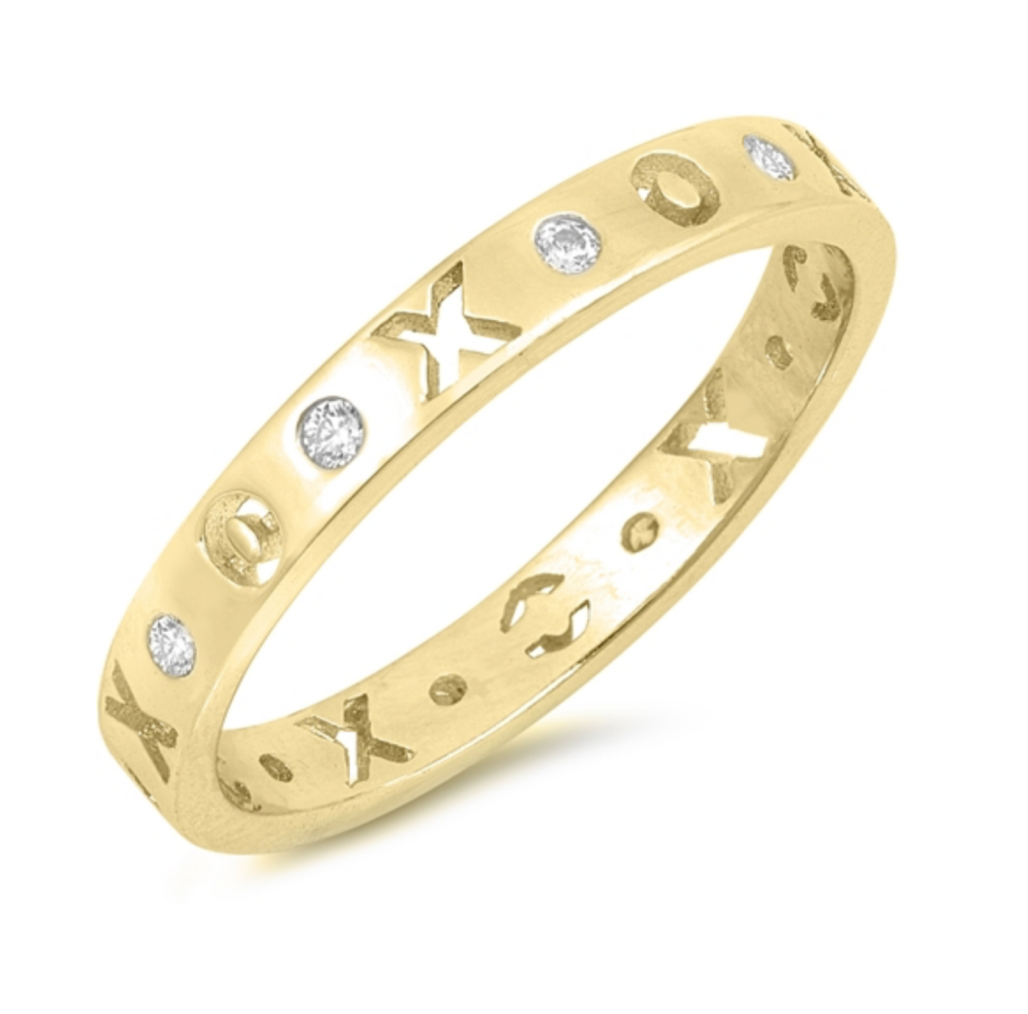 Gold Plated Sterling Silver & CZ XOXO Ring