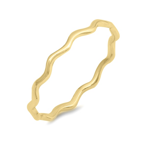 Gold Plated Sterling Silver Squiggle Band Ring