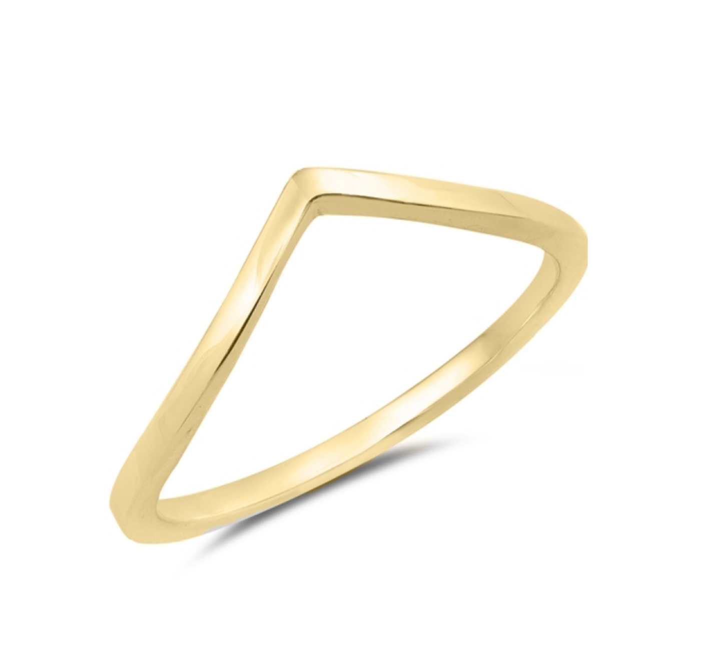 Gold Plated Sterling Silver V Shape Chevron Ring