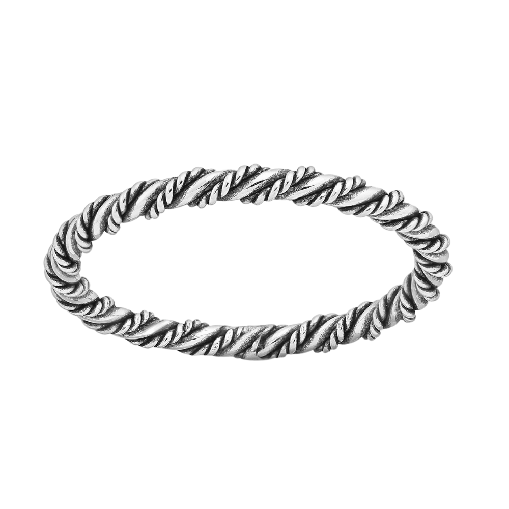 Sterling Silver Oxidized Twisted Braided Ring